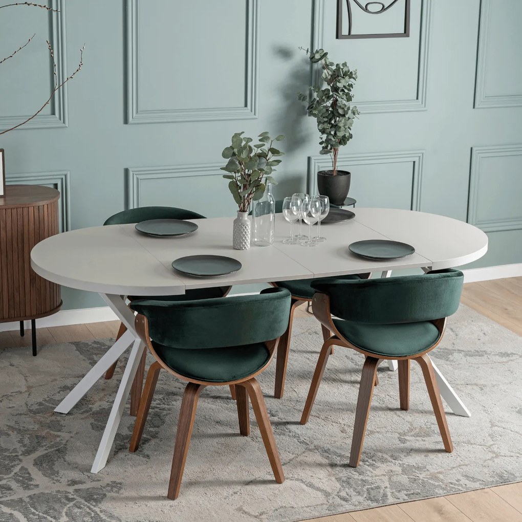 Stół Okrągły Rozkładany DORIAN 80-160 cm Kaszmir/Biały Nowoczesny