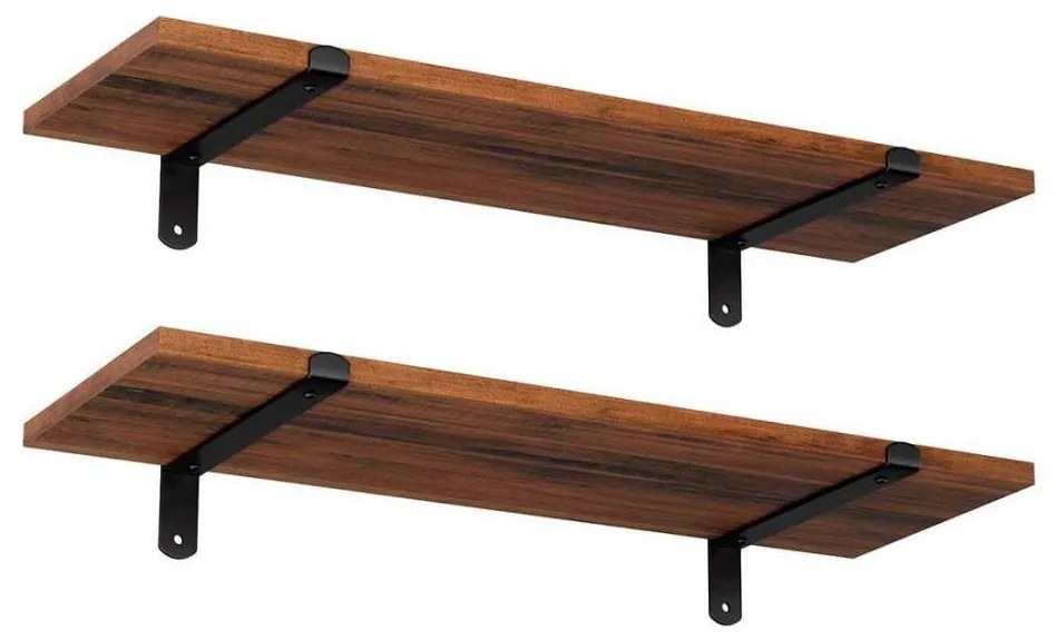 Zestaw 2x półek ściennych SHELFY brązowe/czarne
