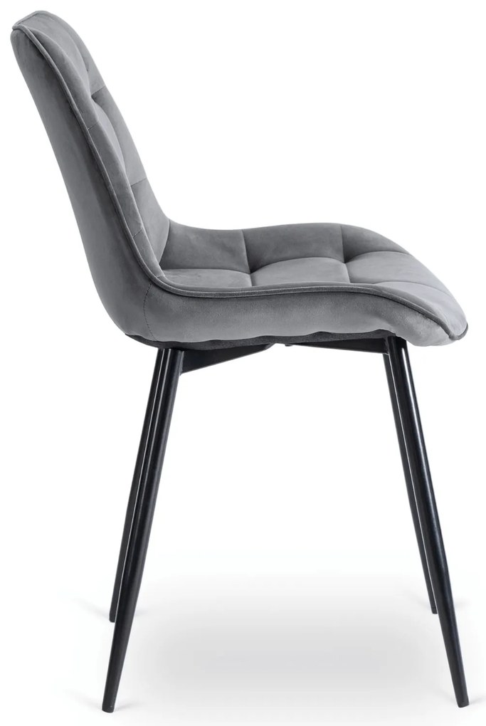 Zestaw Stół Okrągły Rozkładany HARRY 102-142 cm Dąb Craft/Czarny i 6 Krzeseł Tapicerowanych CHRIS Szare Nowoczesne