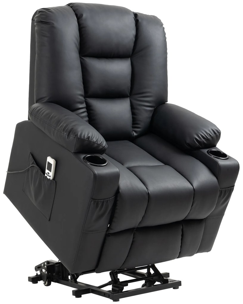 HOMCOM Fotel masujący z podnóżkiem pomocny w wstawaniu do 150kg fotel relaksacyjny | Aosom PL