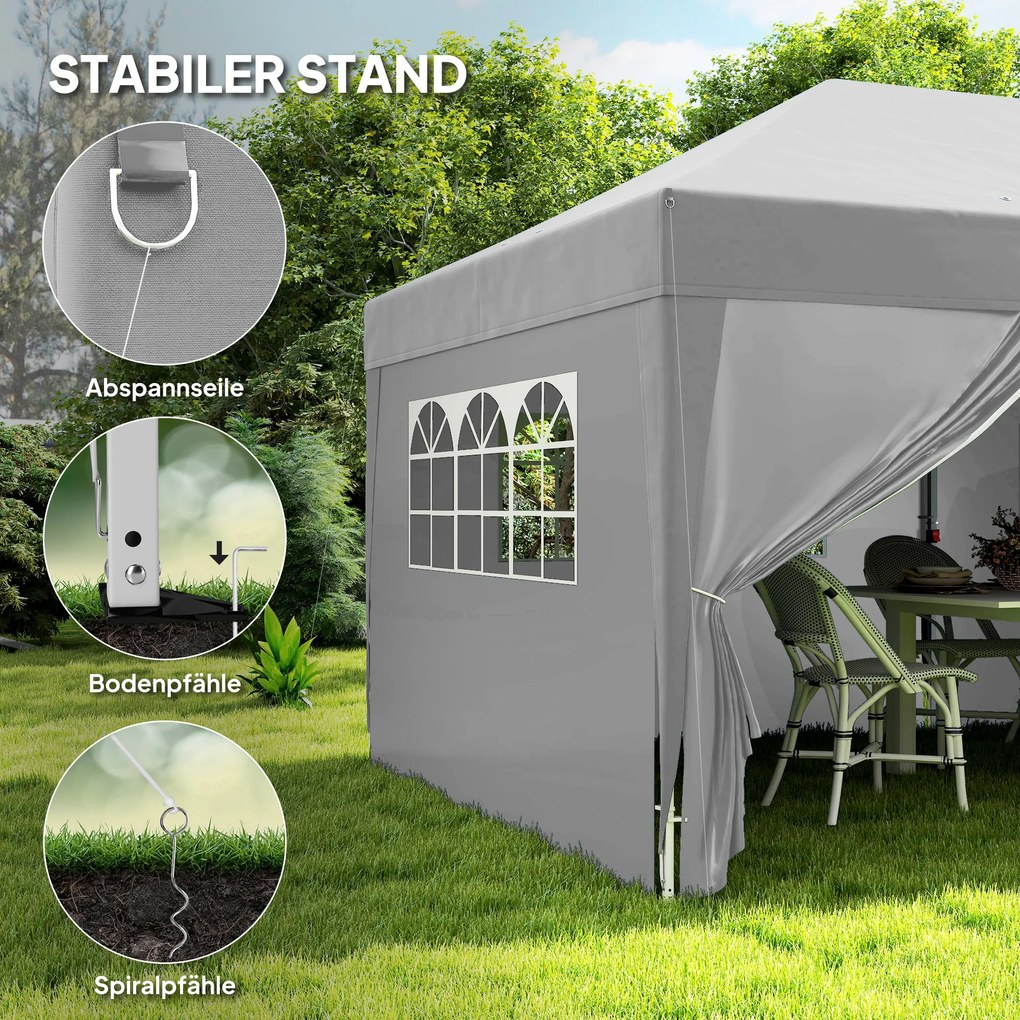Outsunny Pawilon ok. 6x3m Stabilny mrozoodporny Pop-up składany pawilon z oknem drzwi na zamek błyskawiczny ścianki boczne ochrona UV | Aosom PL