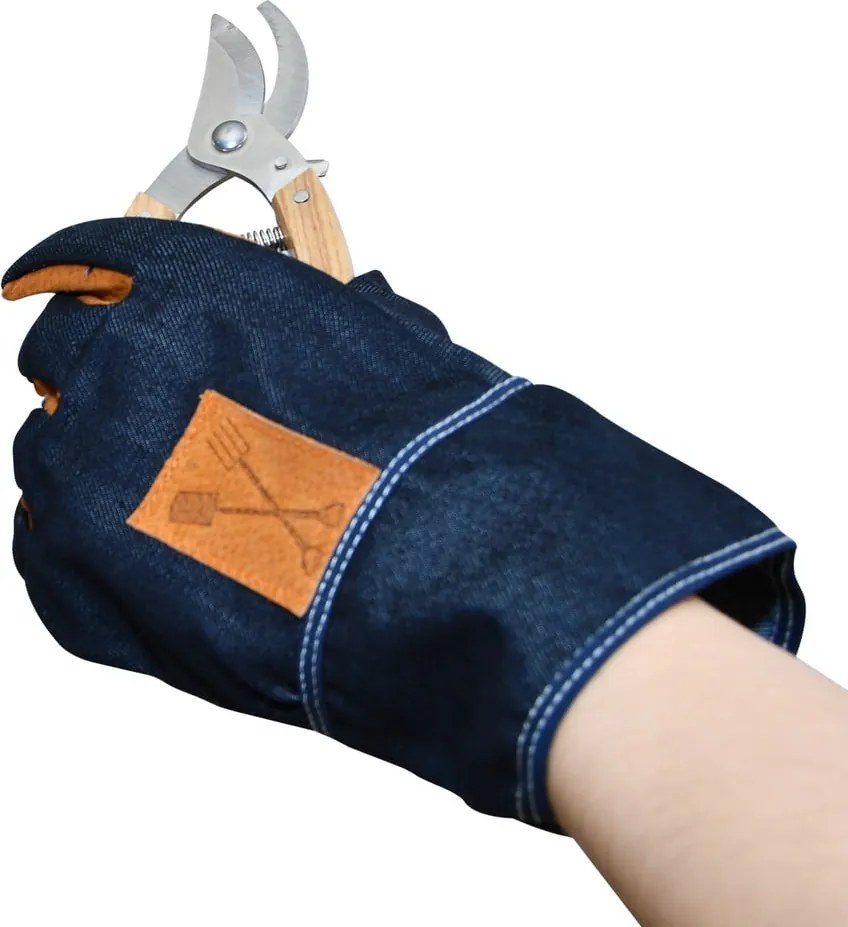 Niebiesko-pomarańczowe rękawice ogrodowe Esschert Design Denim