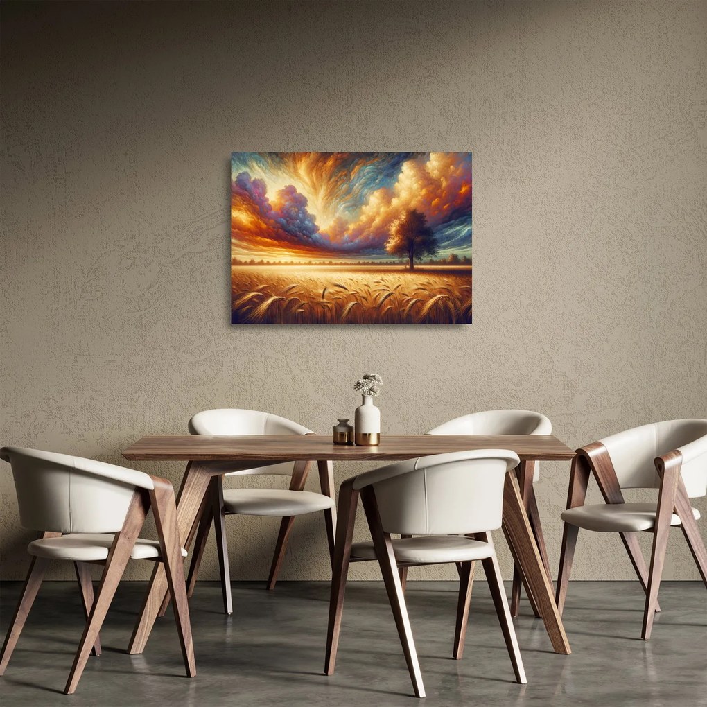 Obraz na szkle – Drzewo na polu (70x50 cm)