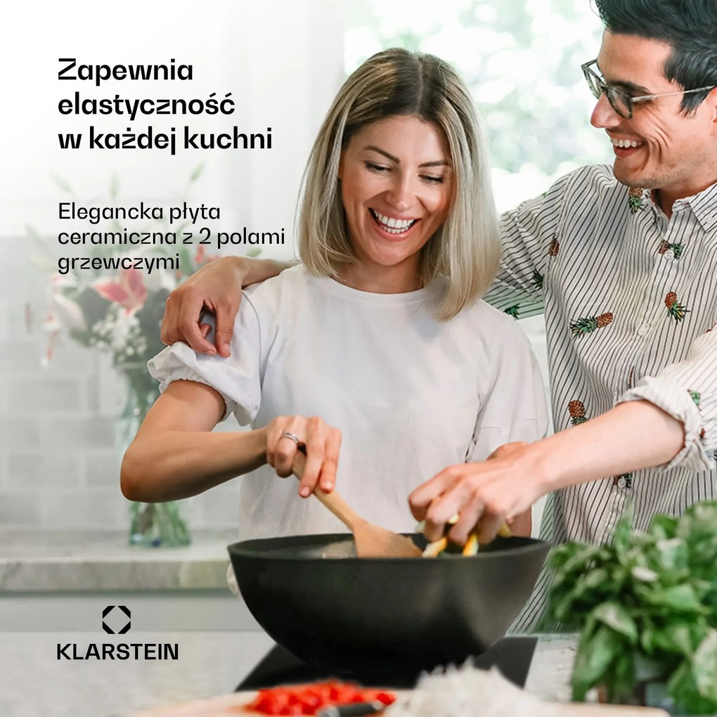 Klarstein EasyCook 30cm Płyta szklano-ceramiczna 2 Strefy gotowania Czarny