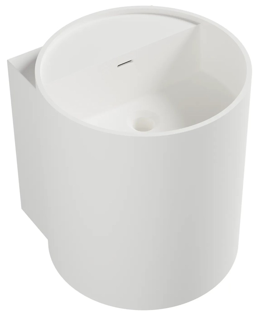 NT2440 umywalka ścienna z odlewu mineralnegoBiały mat - z otworem na baterię - możliwość wyboru odpływu - 40 x 42 x 45 cm
