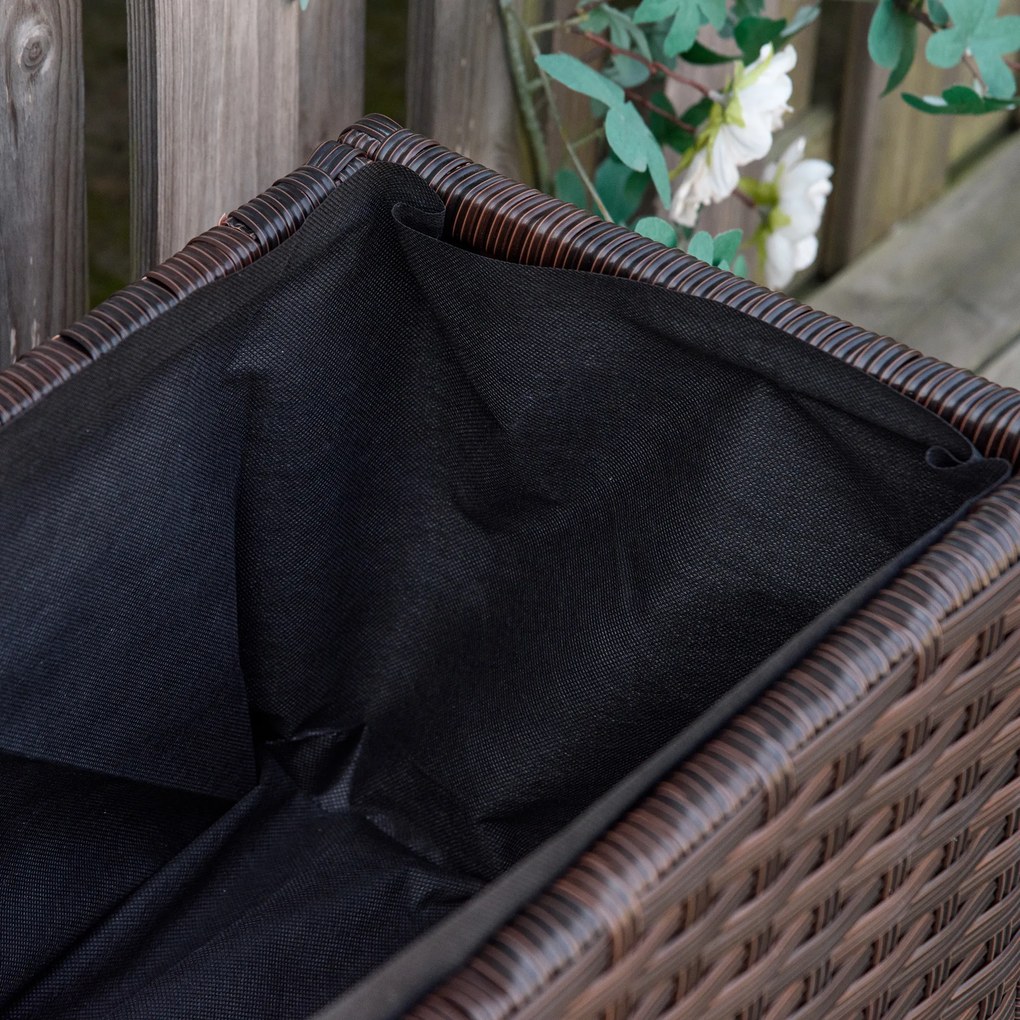 Outsunny Łóżko Podwyższone Rattanowe Kawowy Brąz 94 5x31x36cm Idealne do Ogrodu | Aosom PL