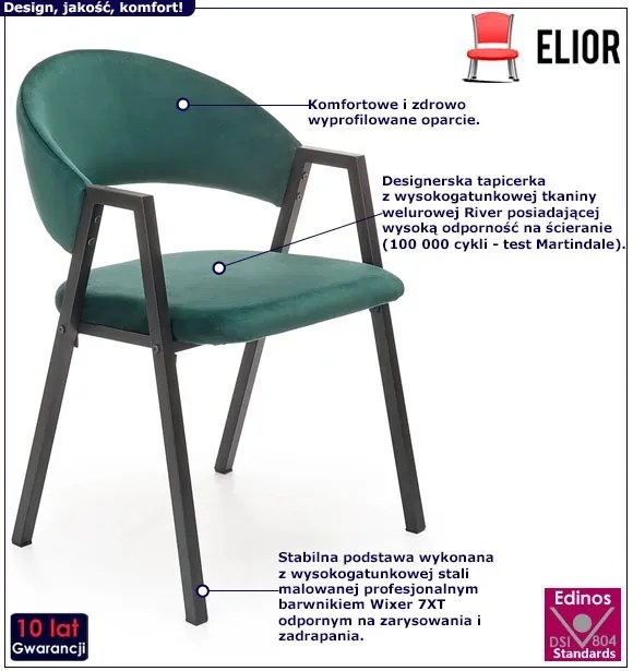 Zielone welurowe krzesło retro H2-C49