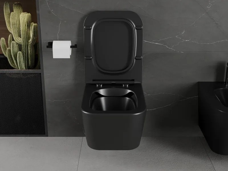 Mexen Madox miska wc Rimless z deską wolnoopadającą slim, duroplast, czarna mat - 30154070