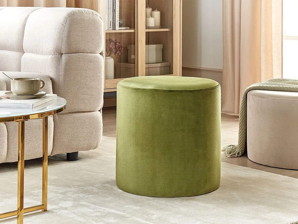 Puf LOVETT Welur Oliwkowy 47 cm 47 cm 46 cm