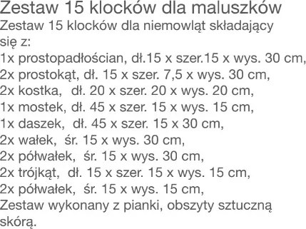 Zestaw 15 piankowych klocków dla niemowląt 4641636