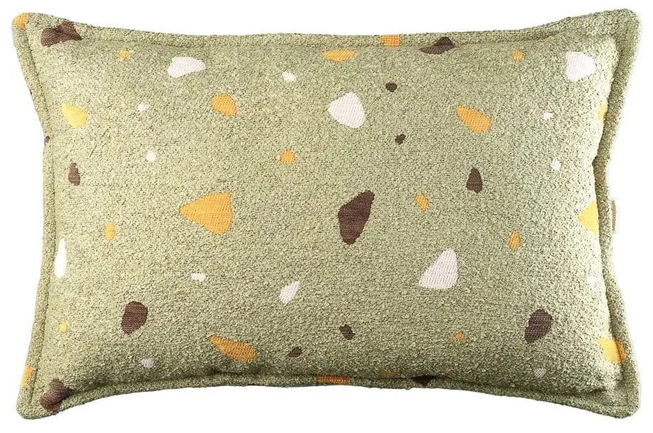 Zielona poduszka na sofę dziecięcą z materiału bouclé/z tkaniny szenilowej Terrazzo Bolster – Wigiwama