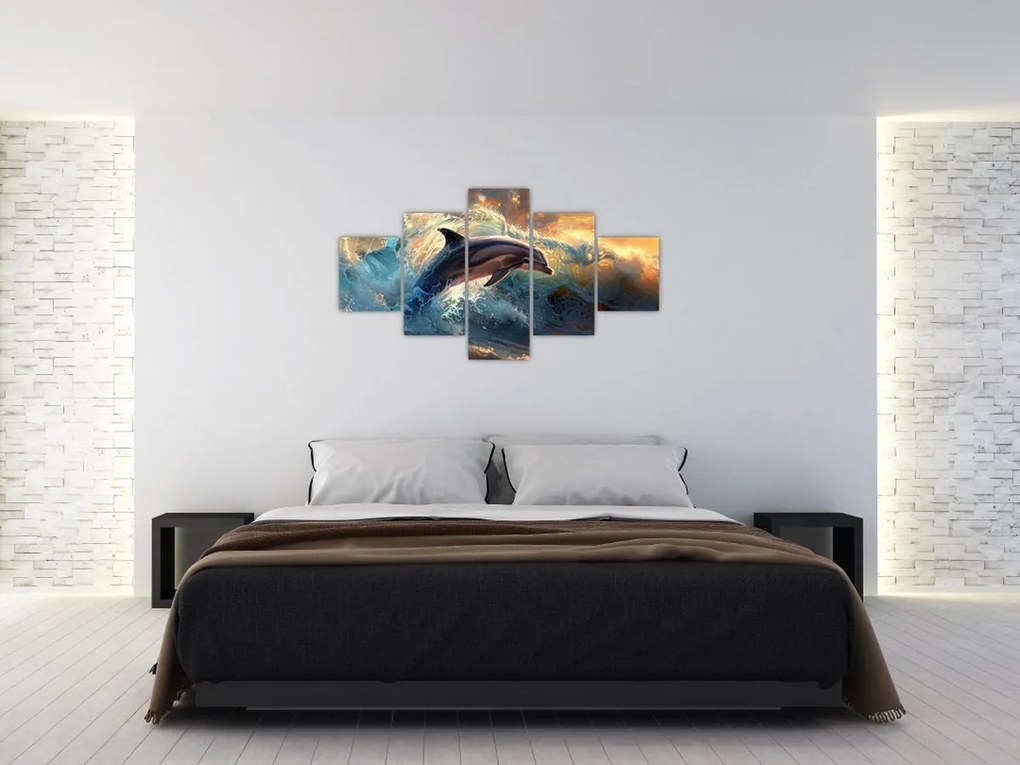 Obraz - Delfin, ilustracje (125x70 cm)