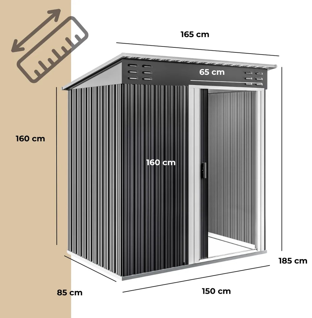 Domek narzędziowy M, 162x86x181 cm, antracytowy Jurhan