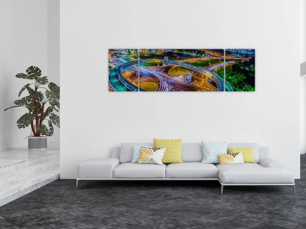 Obraz - nocna panorama miasta (170x50 cm)