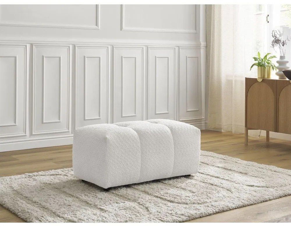 Biały podnóżek z materiału bouclé Roxelane – Bobochic Paris