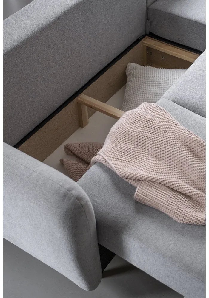 Jasnoszary narożnik rozkładany Miuform Scandic Lagom, prawostronny