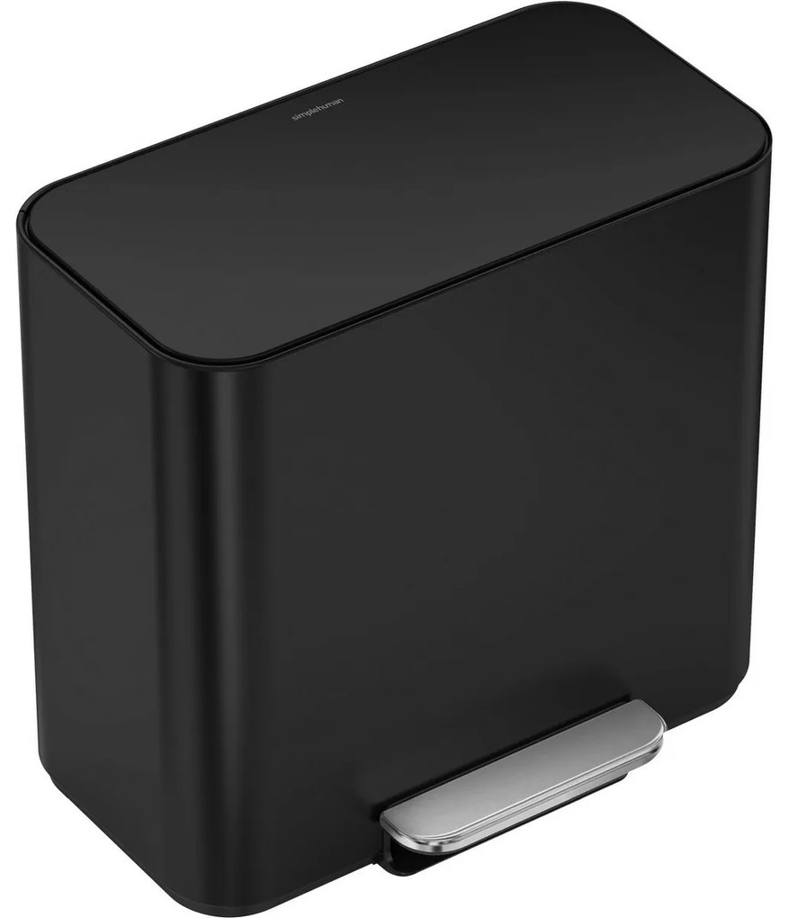 Simplehuman Mini kosz na śmieci z pedałem dosegregacji odpadów 15 l, czarny matowy