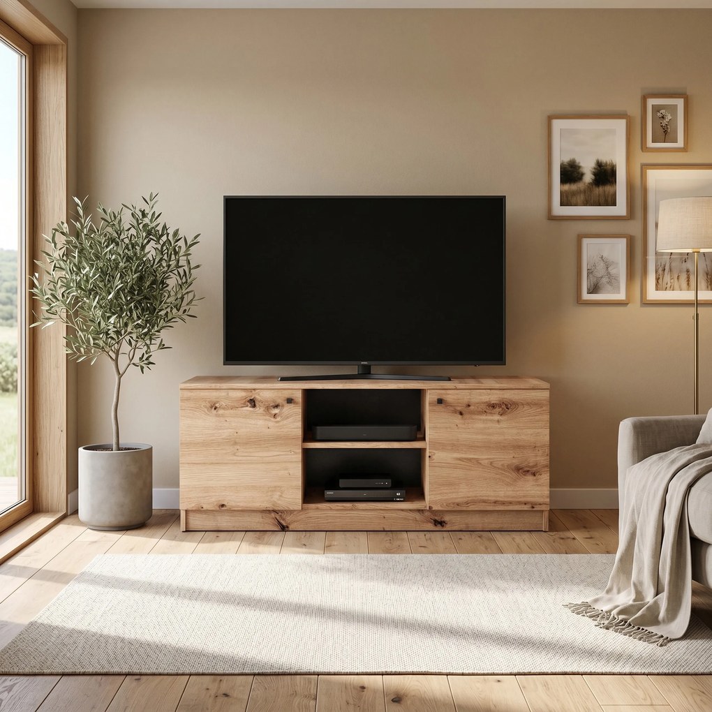 Szafka RTV stojąca NATURIO 120 cm do Salonu pod Telewizor - Dąb artisan