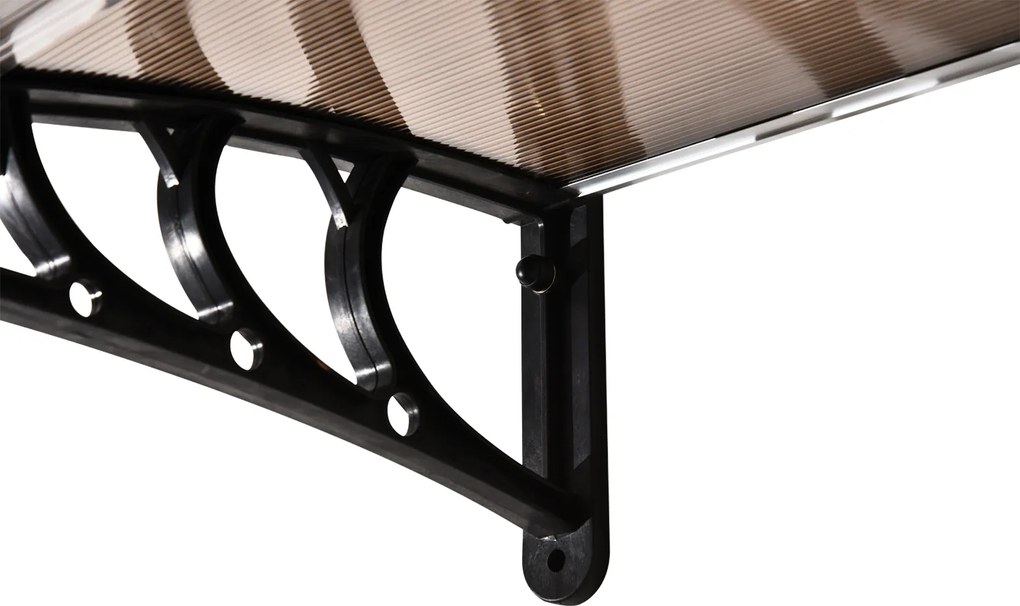 Outsunny Daszek nad drzwi wejściowe poliwęglanowy 100x80 cm ochrona przed deszczem brązowy | Aosom PL