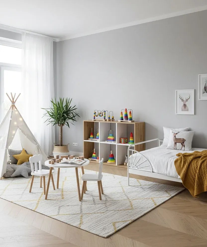 Nowoczesny regał na zabawki dąb artisan + biały S8-R01