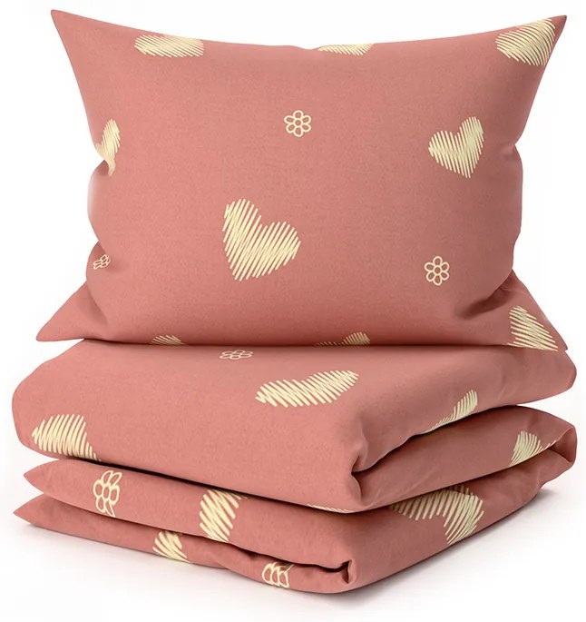 PrzytulneMieszkanie.pl PrzytulneMieszkanie.pl Pościel z mikrofibry ORANGE HEART, różowa Rozmiar pościeli: 70 x 90 cm | 140 x 200 cm