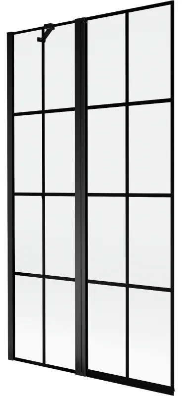 Mexen Mist parawan nawannowy 2-skrzydłowy lewy 100 x 150 cm, czarna kratka, czarny - 8A9-100-011-70-77-L