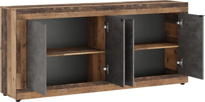 Komoda Czterodrzwiowa BLAGO 180 cm Ciemny Dąb/Grafit Loft