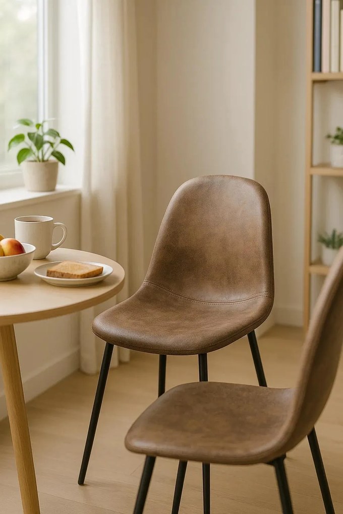 Czarne krzeso Teok w stylu vintage ze sztucznej skóry