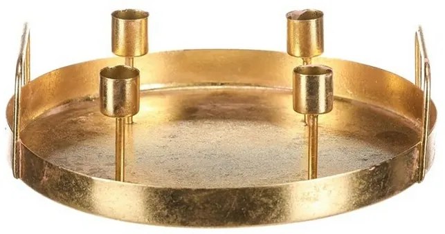 Metalowy świecznik adwentowy na 4 stożkowe świece,złoty, 25 x 25 x 7 cm