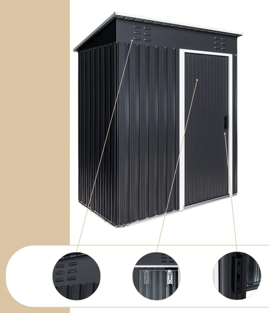 Domek narzędziowy M, 162x86x181 cm, antracytowy Jurhan