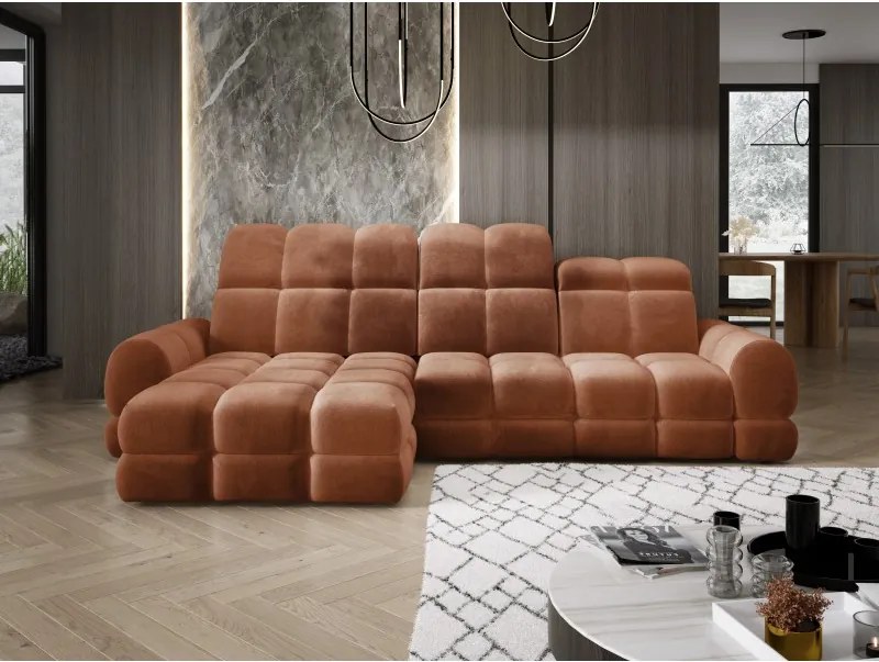 Narożnik TOLLO MINI S Lewostronny Elektryczna regulacja Salvador 08 kolor Pomarańczowy WERSAL