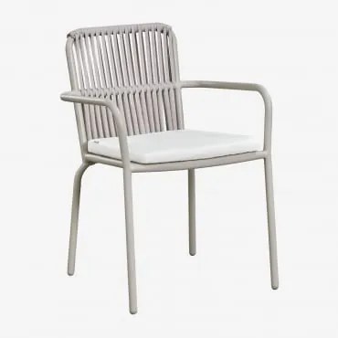 Zestaw 4 Sztaplowanych Krzeseł Jadalnianych Z Podłokietnikami Z Aluminium Alberta Jasnoszary - Sklum