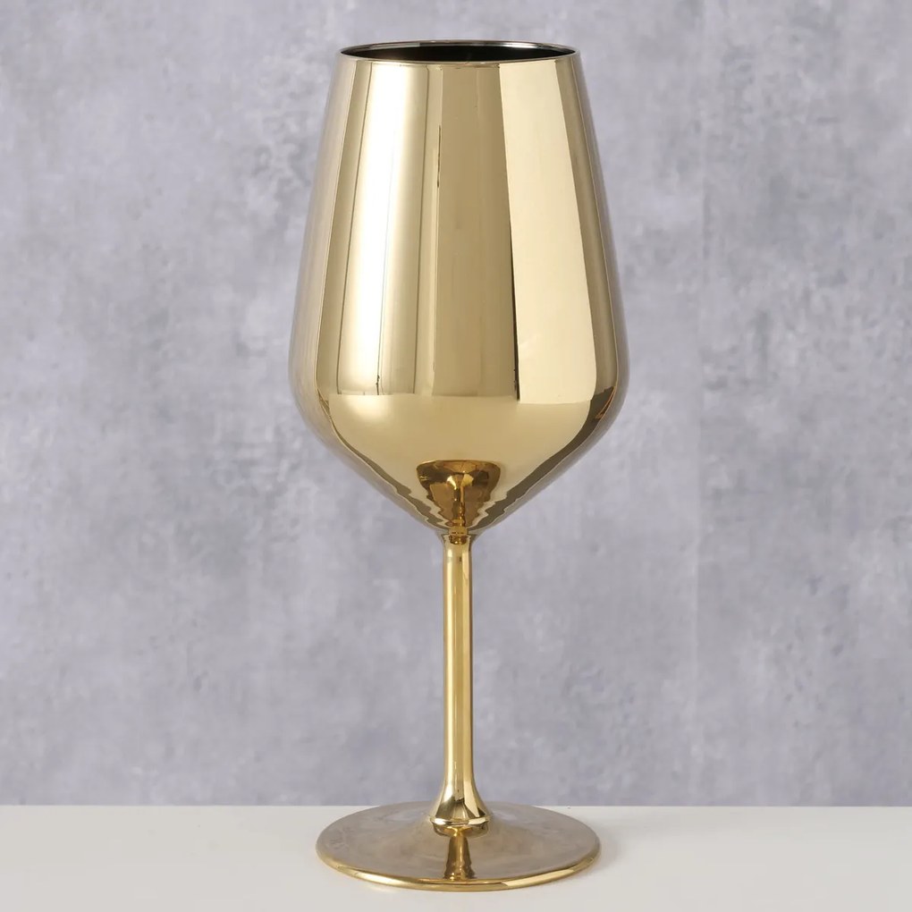 Złoty kieliszek na wino ADORA, 490 ml