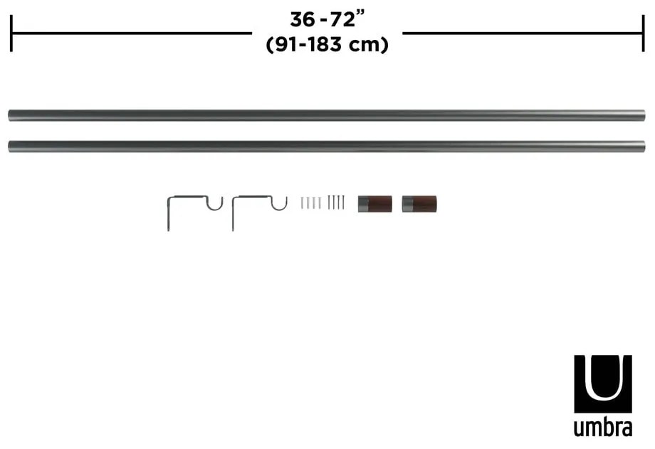 Stalowy regulowany karnisz 91 - 183 cm Blok – Umbra