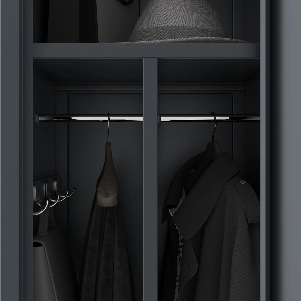 Szafka pracownicza ubraniowa dwukomorowa antracytowa, 400x1800x500 mm: KACPER 1 Plus