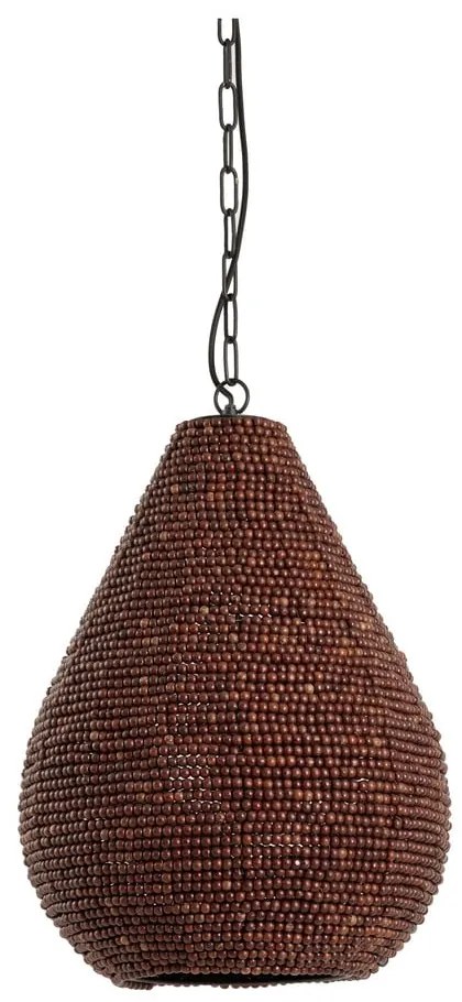 Brązowa lampa wisząca z drewnianym kloszem ø 40 cm Kabinda – Light &amp; Living
