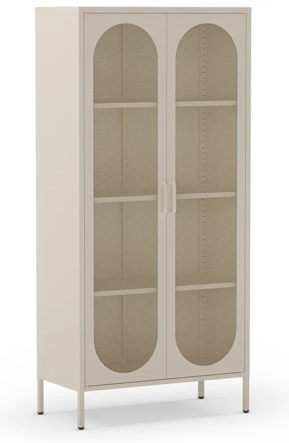 Kremowa metalowa szafka 80x170x40 cm Diora – Marckeric