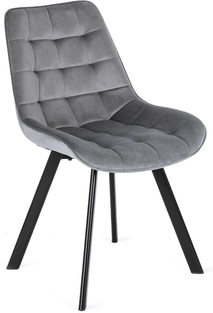 Zestaw Stół Okrągły Rozkładany HARRY 102-142 cm Dąb Craft/Czarny i 4 Krzesła Tapicerowane RICK Szare Nowoczesne