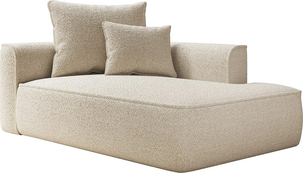 Szezlong prosty z tkaniny szenilowej w kolorze beżowym PINATA