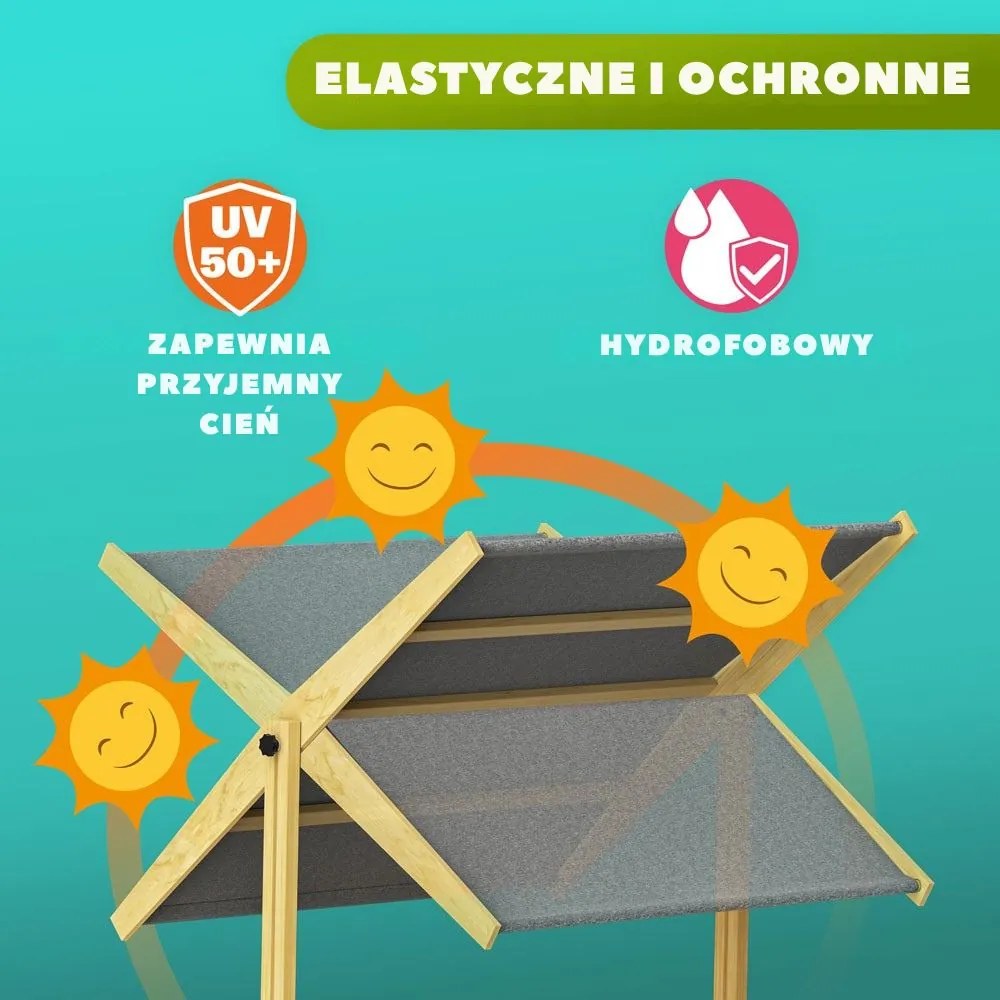 Piaskownica z baldachimem SANDY, drewno świerkowe, 120x120x120cm Jurhan