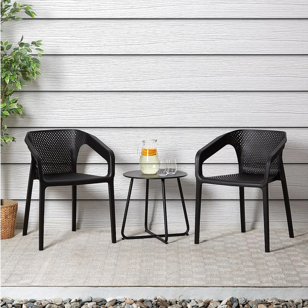 Krzesło ogrodowe 55x74,5x54 cm czarne zestaw 6 sztuk