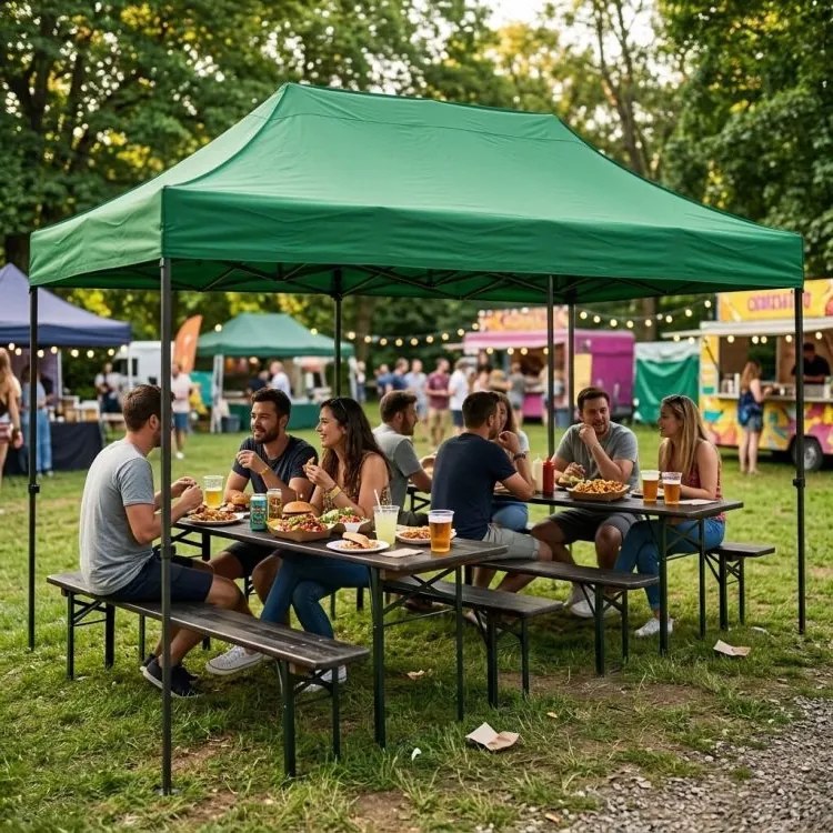 Pawilon ogrodowy 6x3 m zielony FGC9 - namiot eventowy automatyczny, regulowana wysokość