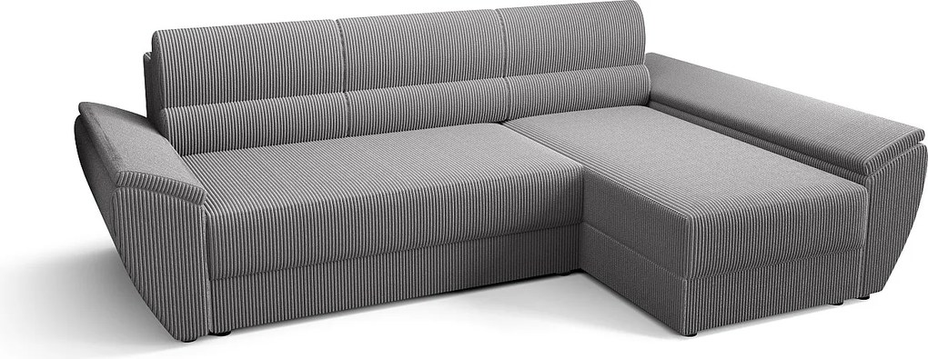 BEDANTE Narożnik L REBI L3 Poso 110 Prawostronny z funkcją spania, jasnoszary, kształt L, sofa z pojemnikiem, skrzynia na pościel