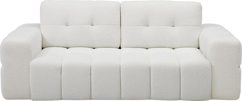 Kanapa dwuosobowa z białej tkaniny bukle SOPELANA