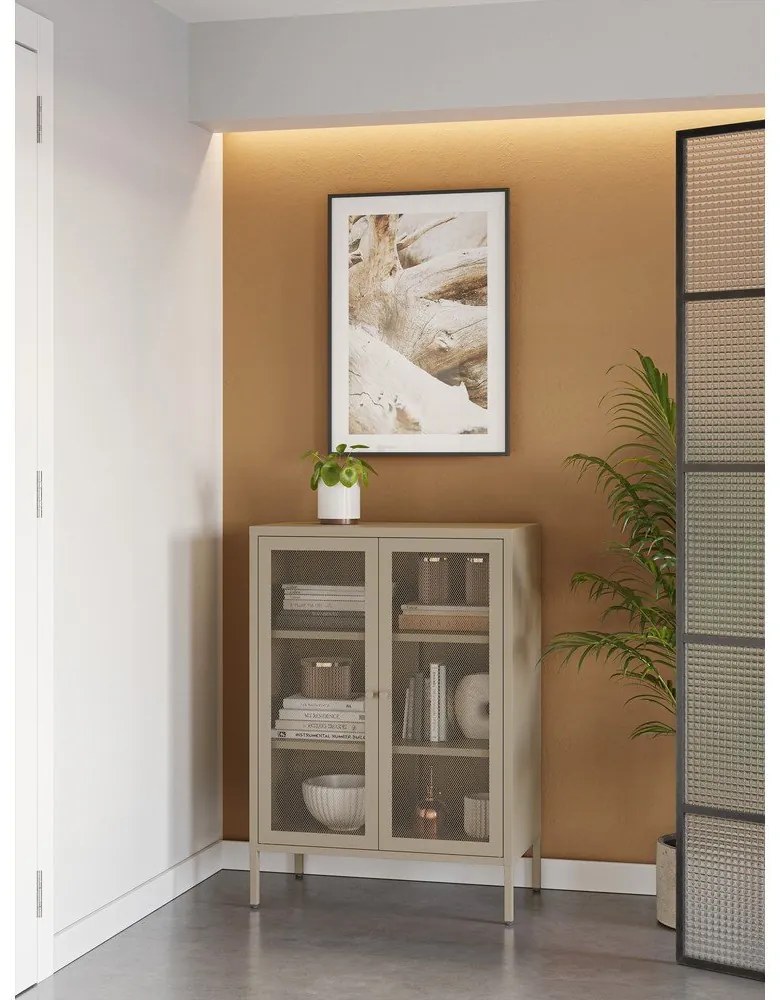 Kremowa metalowa szafka 70x100x40 cm Fayna – Marckeric