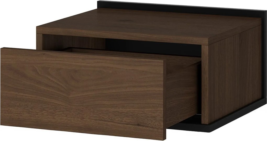 Szafka nocna wisząca Zenar z szufladą 50 cm - orzech elegant / czarny