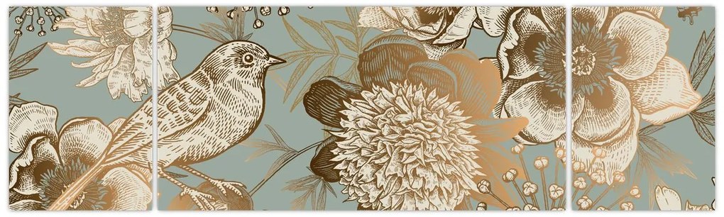 Obraz złotych kwiatów (170x50 cm)