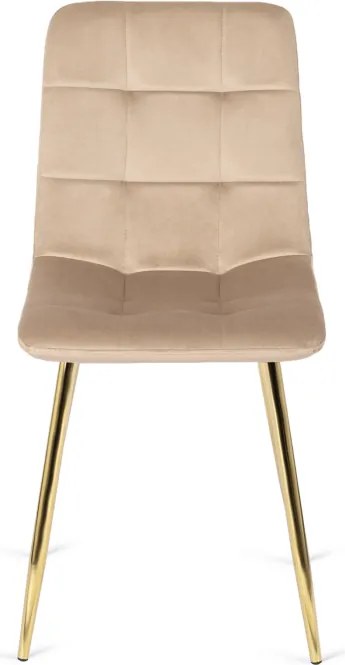 Krzesło Tapicerowane do Salonu YORK Kremowe Welurowe Glamour