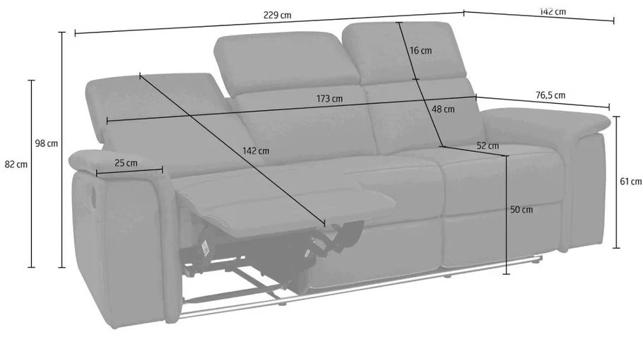 Szara skórzana sofa 211 cm Pareli – Støraa