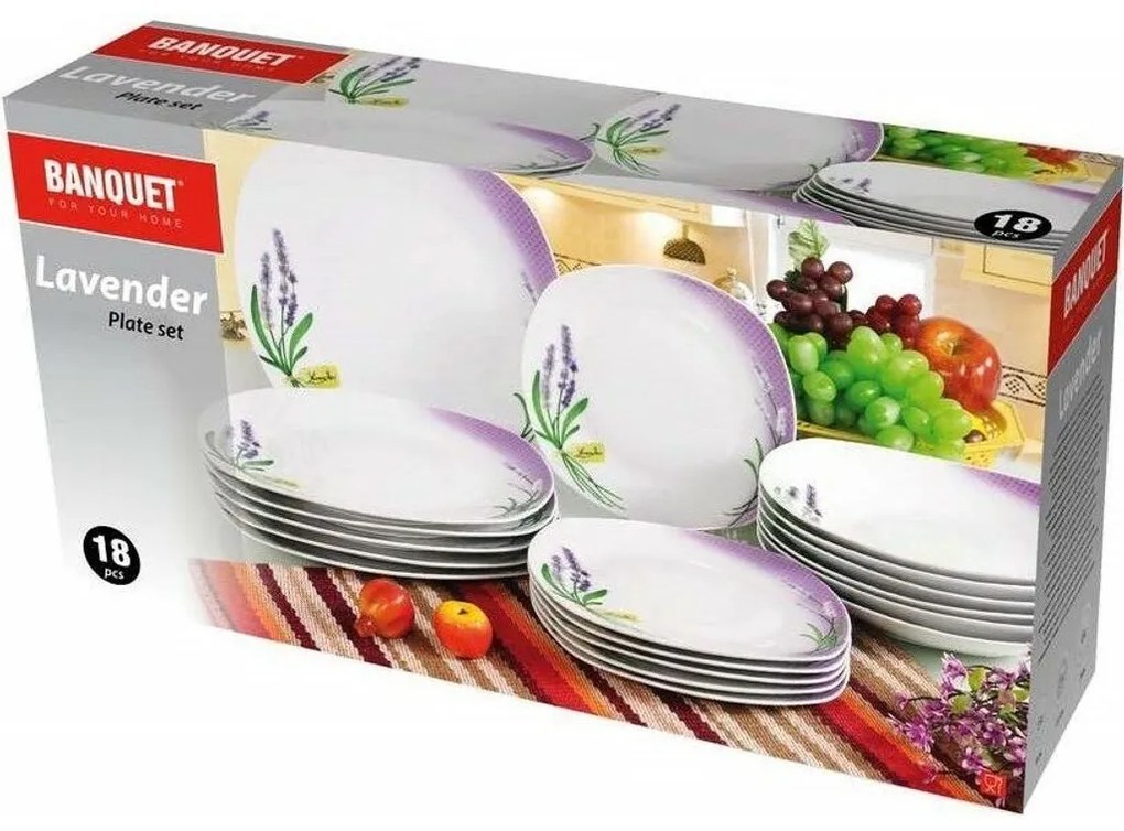 Banquet Lavender 18-częściowy zestaw talerzy